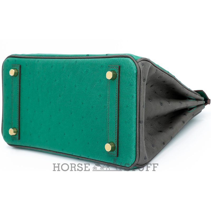 Hermès Birkin 25 Special Order HSS Vert Vertigo / Graphite Ostrich BGHW