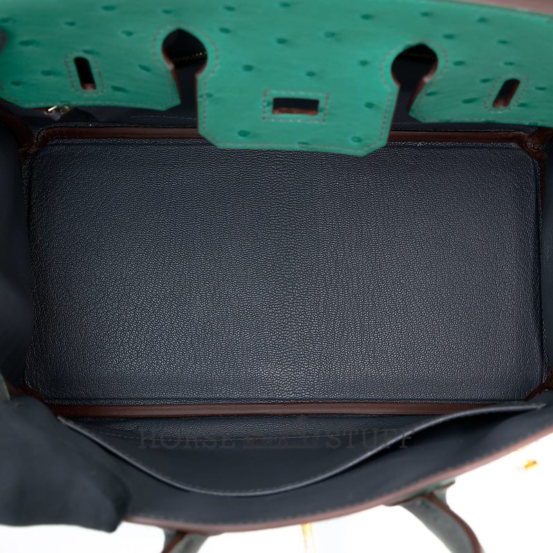 Hermès Birkin 25 Special Order HSS Vert Vertigo / Graphite Ostrich BGHW