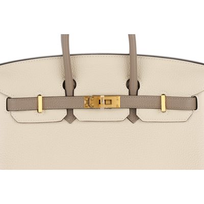 Hermès Birkin 25 Special Order HSS Craie / Gris Asphalt Togo BGHW