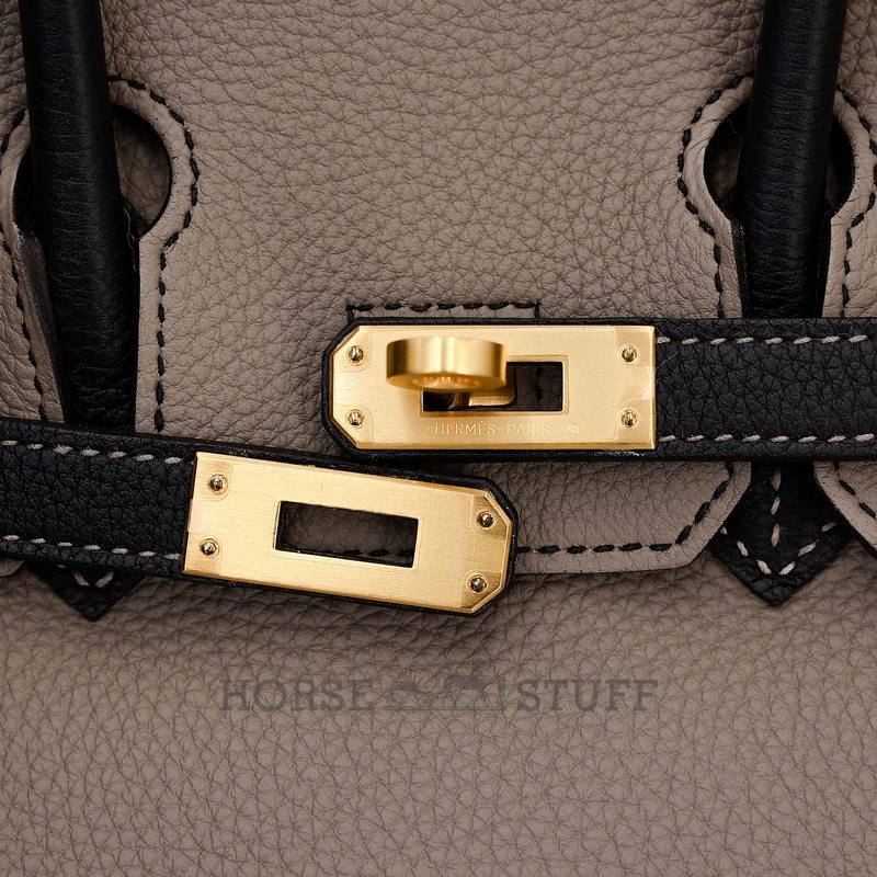 Hermès Birkin 25 Special Order HSS Etain / Black Togo BGHW