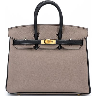 Hermès Birkin 25 Special Order HSS Etain / Black Togo BGHW