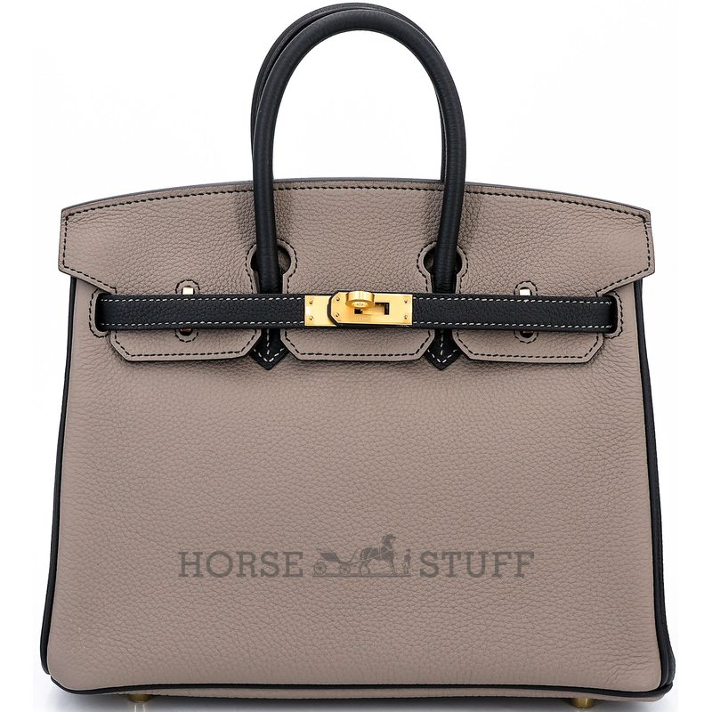 Hermès Birkin 25 Special Order HSS Etain / Black Togo BGHW