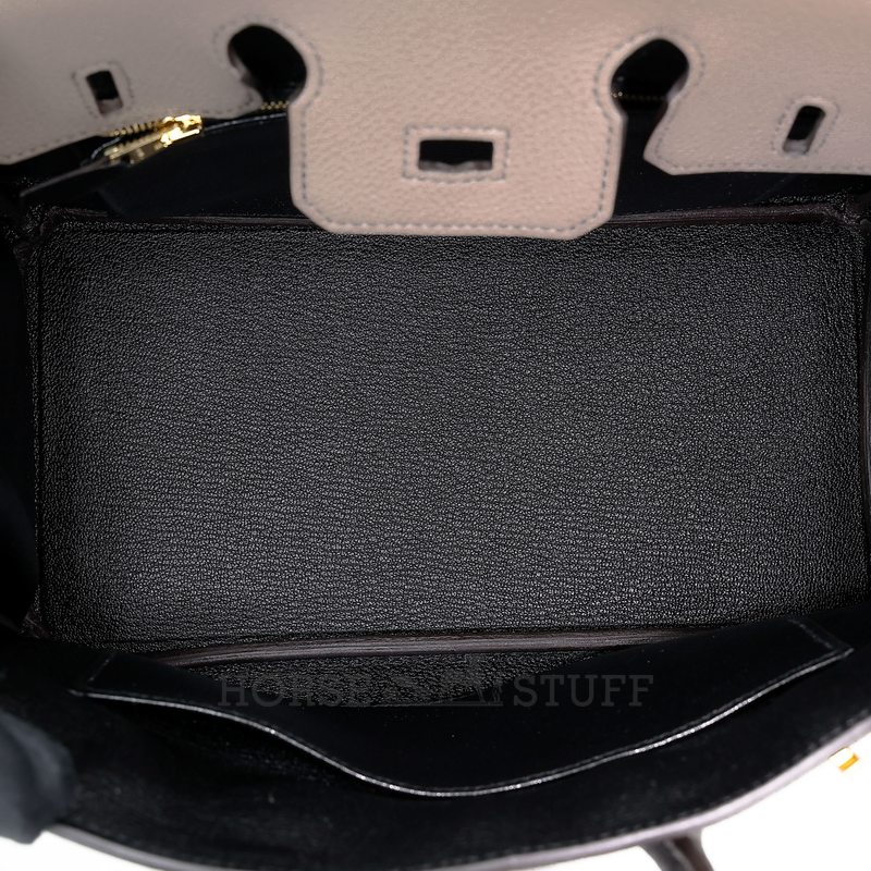 Hermès Birkin 25 Special Order HSS Etain / Black Togo BGHW