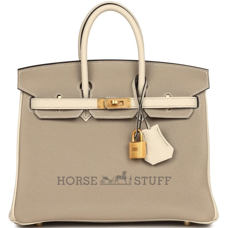 Hermès Birkin 25 Special Order HSS Gris Tourterelle / Craie Togo BGHW