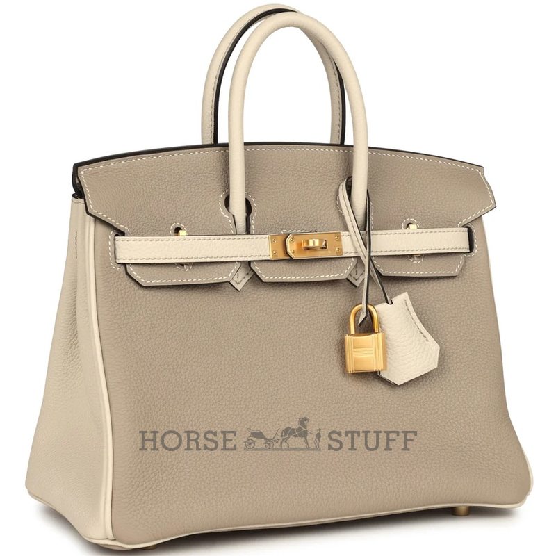 Hermès Birkin 25 Special Order HSS Gris Tourterelle / Craie Togo BGHW