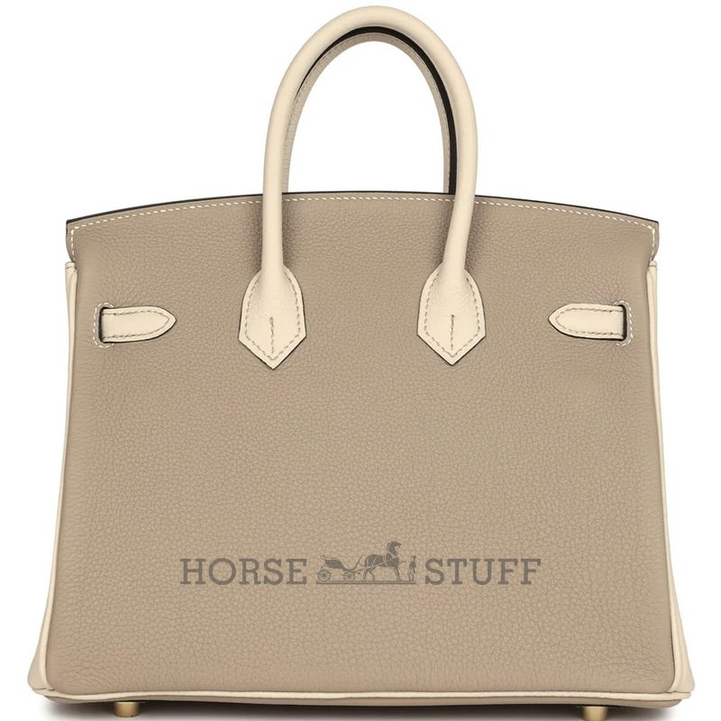 Hermès Birkin 25 Special Order HSS Gris Tourterelle / Craie Togo BGHW