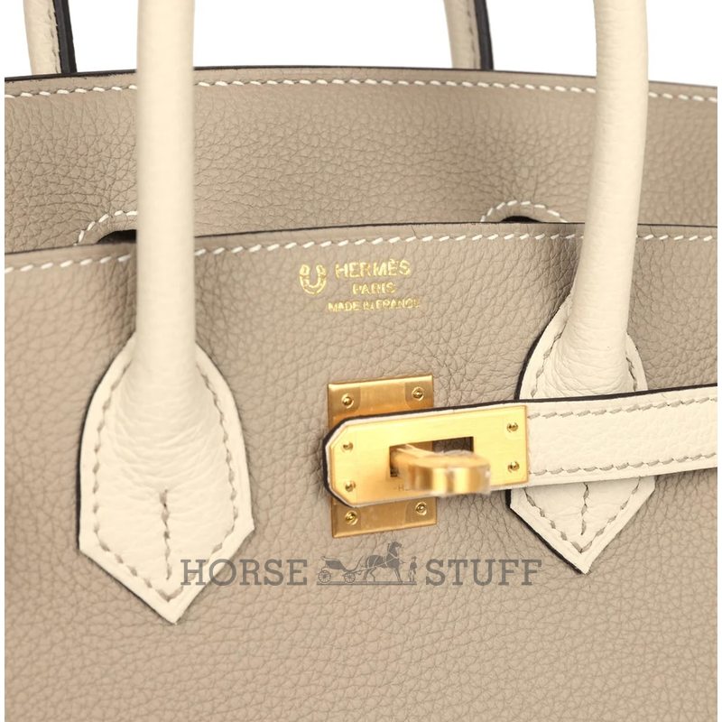 Hermès Birkin 25 Special Order HSS Gris Tourterelle / Craie Togo BGHW