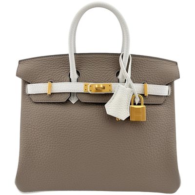 Hermès Birkin 25 Special Order HSS Gris Tourterelle / White Togo BGHW
