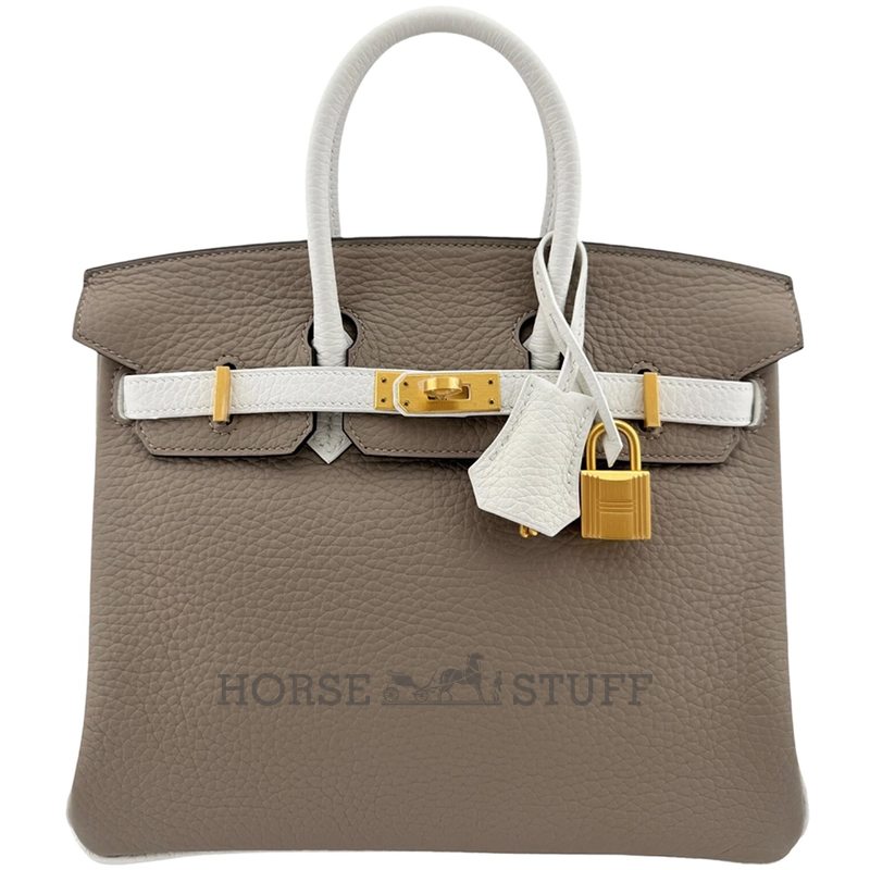 Hermès Birkin 25 Special Order HSS Gris Tourterelle / White Togo BGHW
