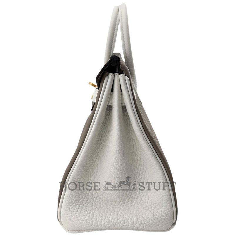 Hermès Birkin 25 Special Order HSS Gris Tourterelle / White Togo BGHW