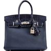 Hermès Birkin 25 Touch Blue Nuit Togo / Blue Indigo Matte Crocodile Alligator PHW