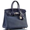 Hermès Birkin 25 Touch Blue Nuit Togo / Blue Indigo Matte Crocodile Alligator PHW