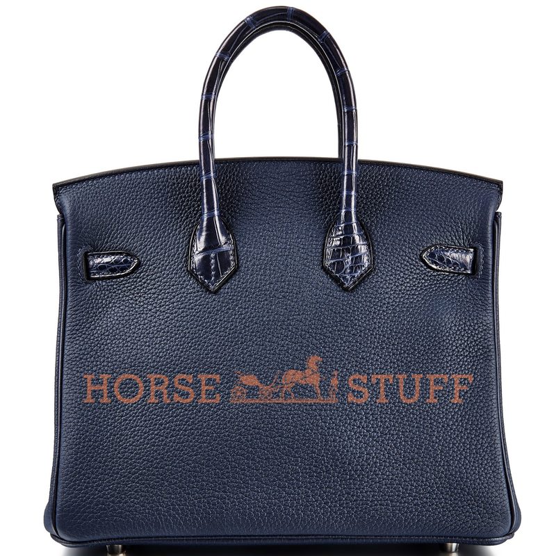 Hermès Birkin 25 Touch Blue Nuit Togo / Blue Indigo Matte Crocodile Alligator PHW