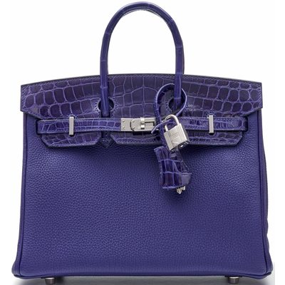 Hermès Birkin 25 Touch Blue Encre Togo / Blue Encre Lisse Crocodile Alligator PHW