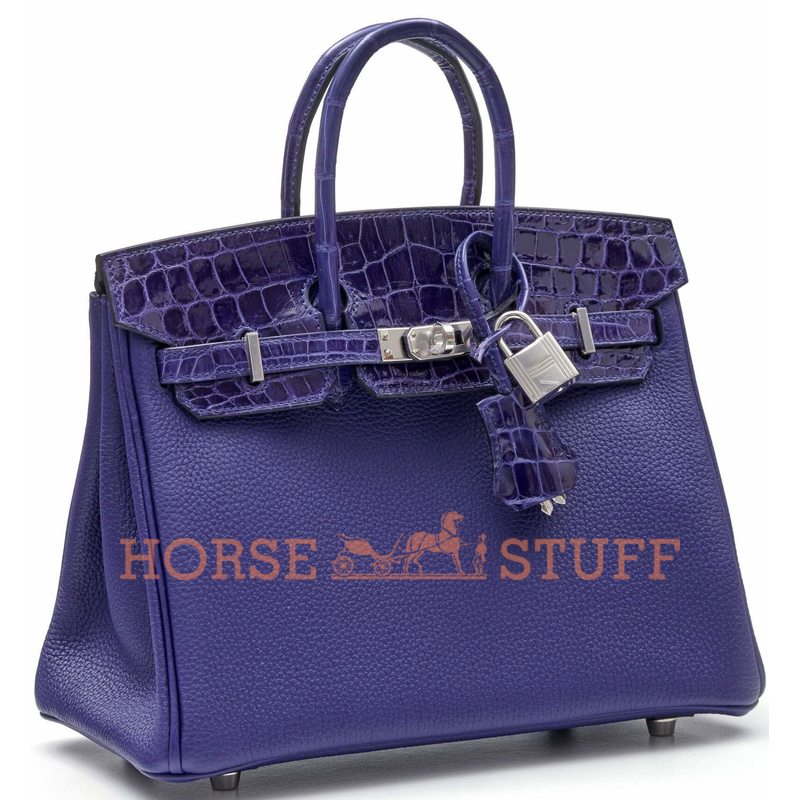 Hermès Birkin 25 Touch Blue Encre Togo / Blue Encre Lisse Crocodile Alligator PHW