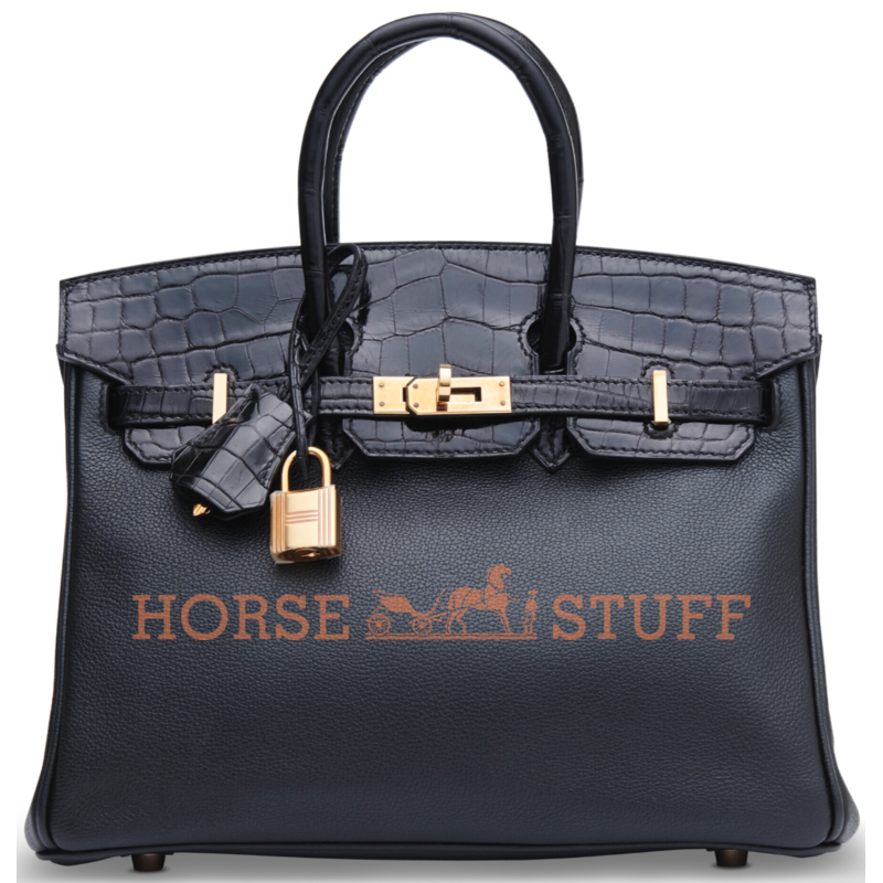 Hermès Birkin 25 Touch Black Novillo / Black Lisse Crocodile Niloticus RGHW