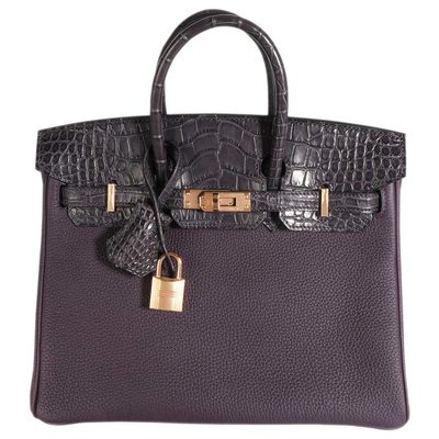 Hermès Birkin 25 Touch Raisin Togo / Prunoir Matte Crocodile Alligator RGHW