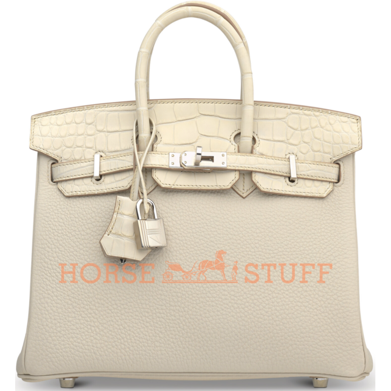 Hermès Birkin 25 Touch Beton Togo / Beton Matte Crocodile Alligator PHW