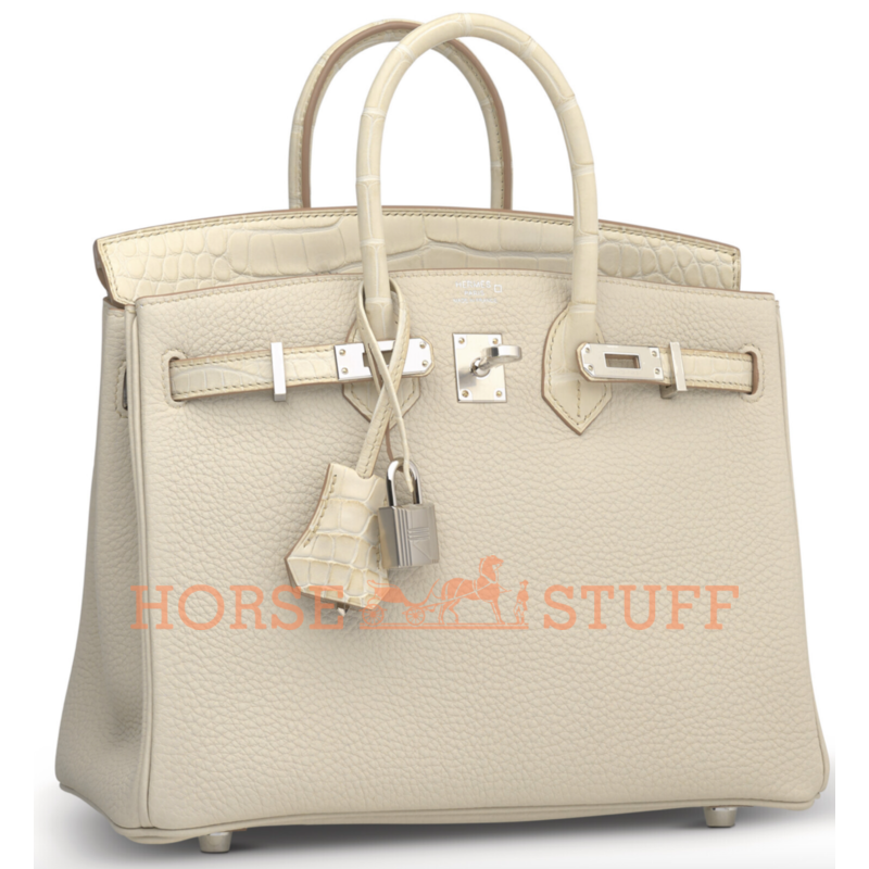 Hermès Birkin 25 Touch Beton Togo / Beton Matte Crocodile Alligator PHW