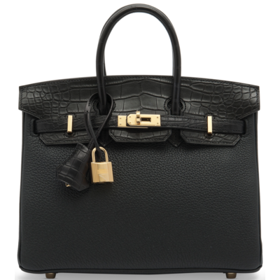 Hermès Birkin 25 Touch Black Togo / Black Matte Crocodile Alligator GHW