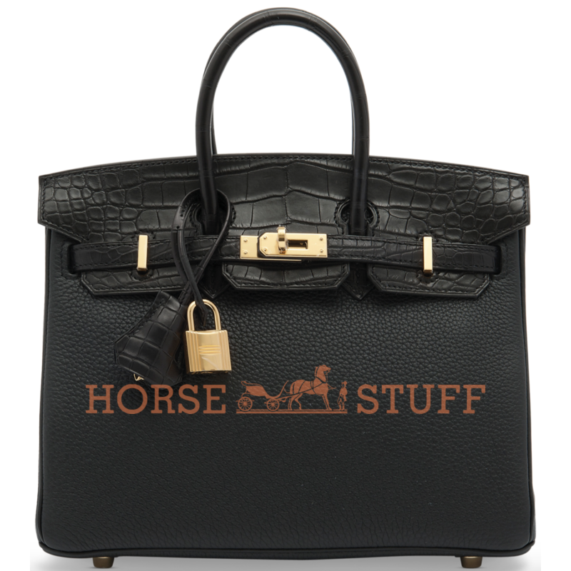 Hermès Birkin 25 Touch Black Togo / Black Matte Crocodile Alligator GHW