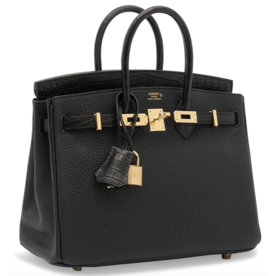Hermès Birkin 25 Touch Black Togo / Black Matte Crocodile Alligator GHW