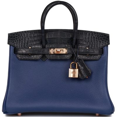 Hermès Birkin 25 Touch Blue Sapphire Togo / Blue Marine Matte Crocodile Alligator RGHW