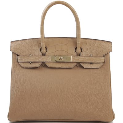 Hermès Birkin 25 Touch Chai Togo / Matte Crocodile Alligator Permabrass HW