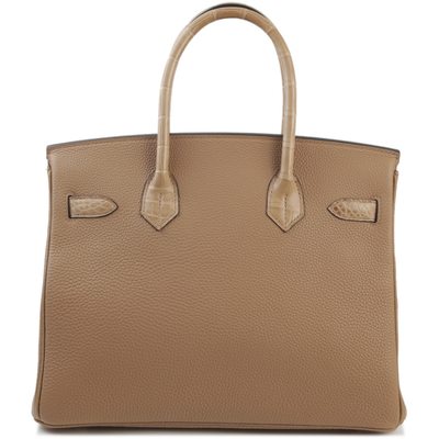 Hermès Birkin 25 Touch Chai Togo / Matte Crocodile Alligator Permabrass HW