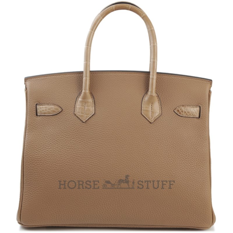 Hermès Birkin 25 Touch Chai Togo / Matte Crocodile Alligator Permabrass HW