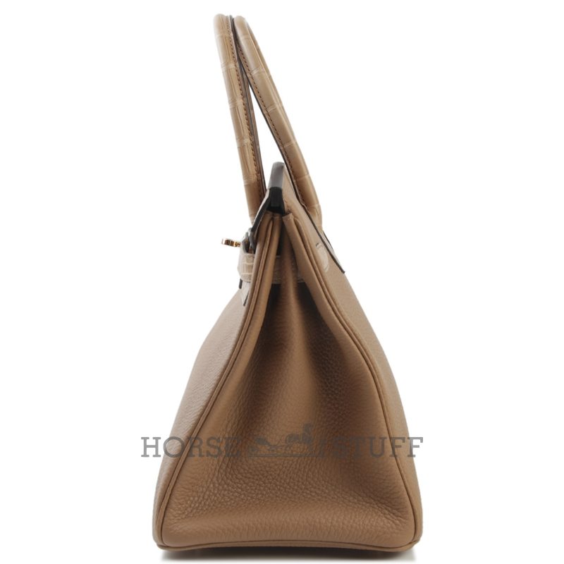 Hermès Birkin 25 Touch Chai Togo / Matte Crocodile Alligator Permabrass HW