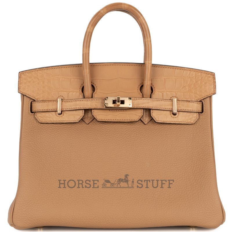 Hermès Birkin 25 Touch Beton Togo / Beton Matte Crocodile Alligator PHW