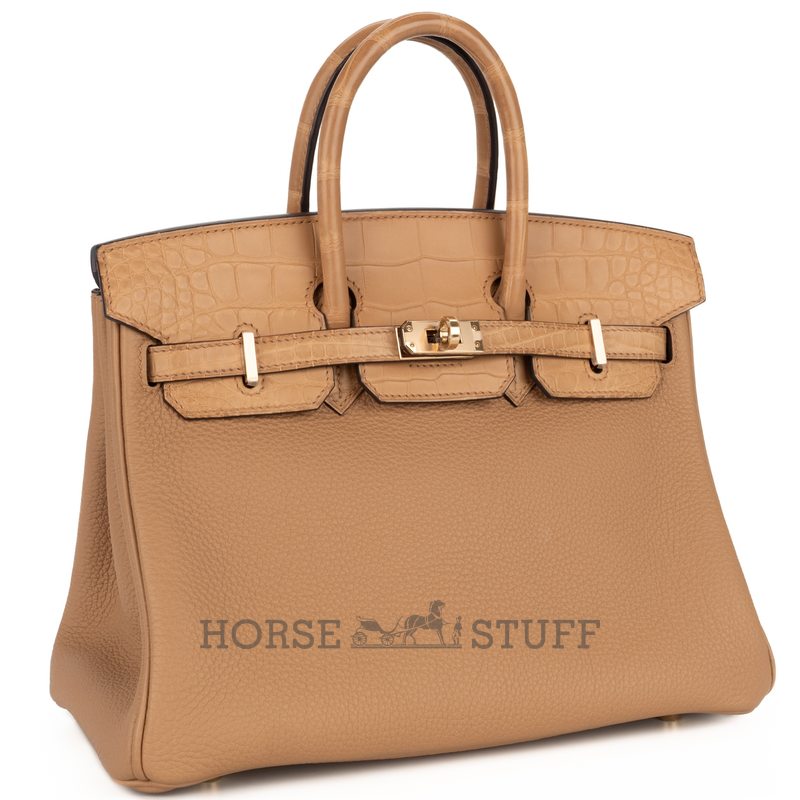 Hermès Birkin 25 Touch Beton Togo / Beton Matte Crocodile Alligator PHW