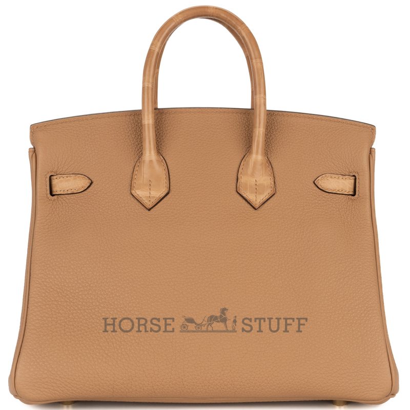 Hermès Birkin 25 Touch Beton Togo / Beton Matte Crocodile Alligator PHW