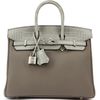 Hermès Birkin 25 Touch Gris Meyer Togo / Gris Ciment Matte Crocodile Alligator PHW