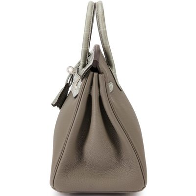 Hermès Birkin 25 Touch Gris Meyer Togo / Gris Ciment Matte Crocodile Alligator PHW