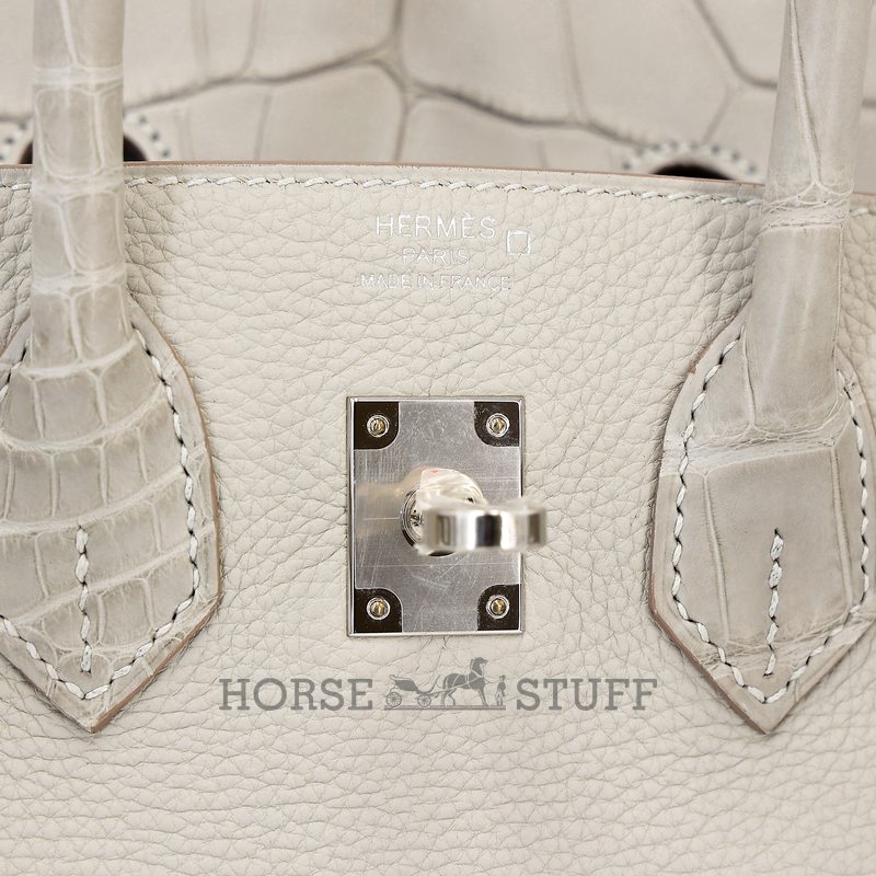 Hermès Birkin 25 Touch Gris Perle Togo / Matte Crocodile Alligator PHW