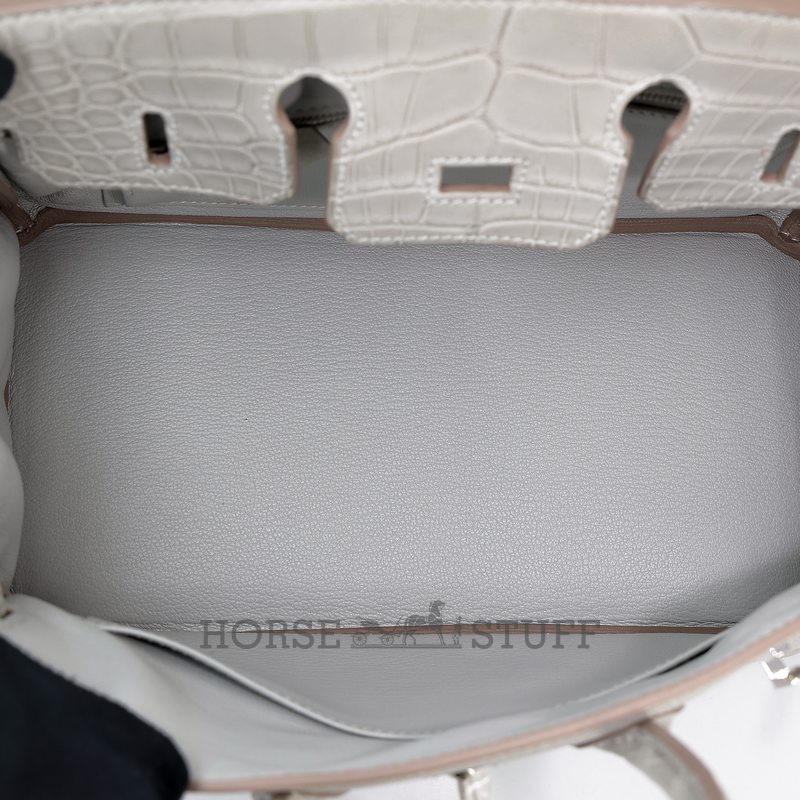 Hermès Birkin 25 Touch Gris Perle Togo / Matte Crocodile Alligator PHW