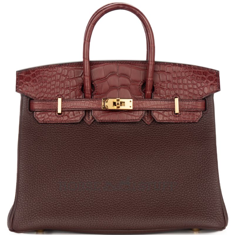 Hermès Birkin 25 Touch Beton Togo / Beton Matte Crocodile Alligator PHW