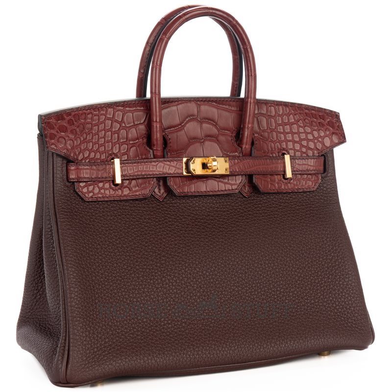 Hermès Birkin 25 Touch Beton Togo / Beton Matte Crocodile Alligator PHW