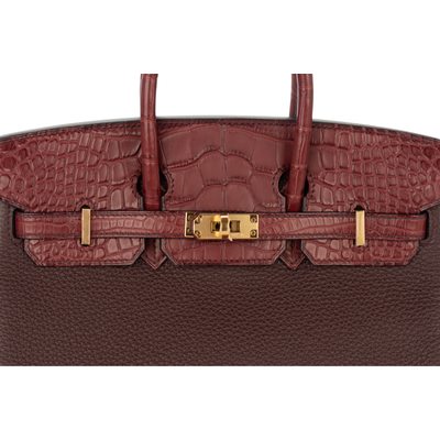 Hermès Birkin 25 Touch Rouge Sellier Togo / Rouge H Matte Crocodile Alligator GHW