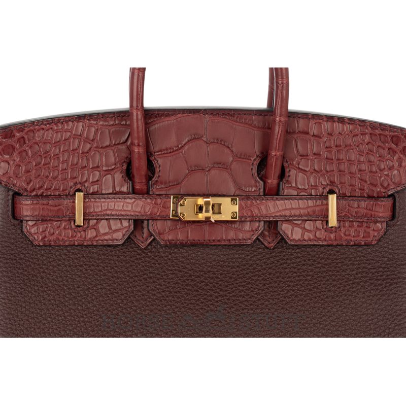 Hermès Birkin 25 Touch Beton Togo / Beton Matte Crocodile Alligator PHW