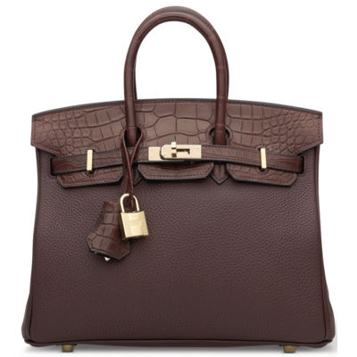 Hermès Birkin 25 Touch Rouge Sellier Togo / Rouge Sellier Matte Crocodile Alligator Permabrass