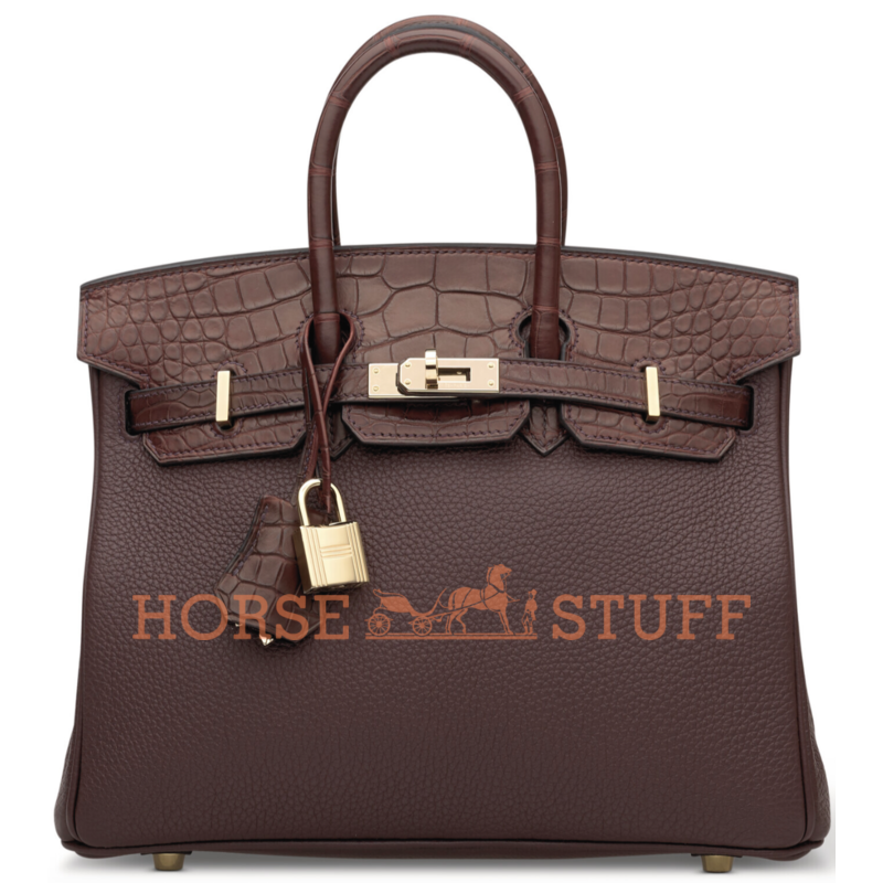 Hermès Birkin 25 Touch Rouge Sellier Togo / Rouge Sellier Matte Crocodile Alligator Permabrass