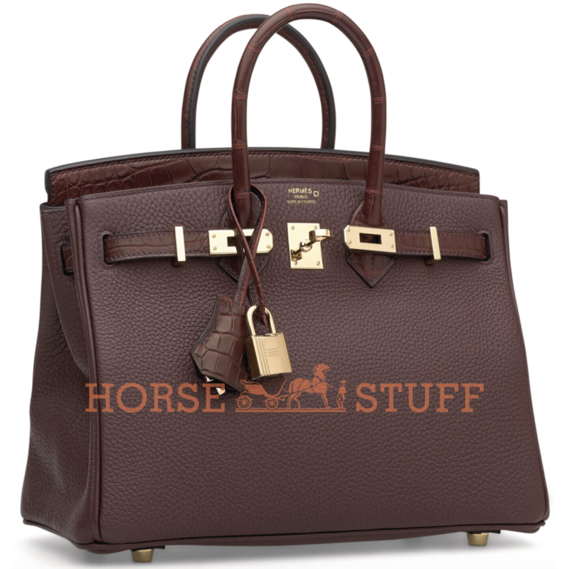 Hermès Birkin 25 Touch Rouge Sellier Togo / Rouge Sellier Matte Crocodile Alligator Permabrass