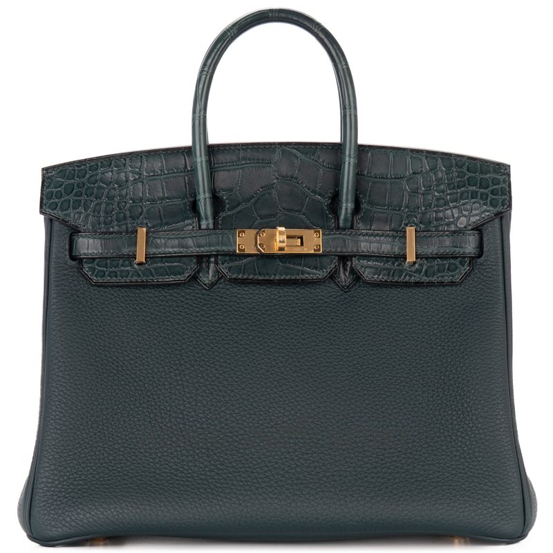 Hermès Birkin 25 Touch Beton Togo / Beton Matte Crocodile Alligator PHW