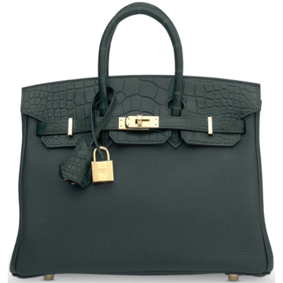 Hermès Birkin 25 Touch Vert Cypress Togo / Vert Cypress Matte Crocodile Alligator Permabrass