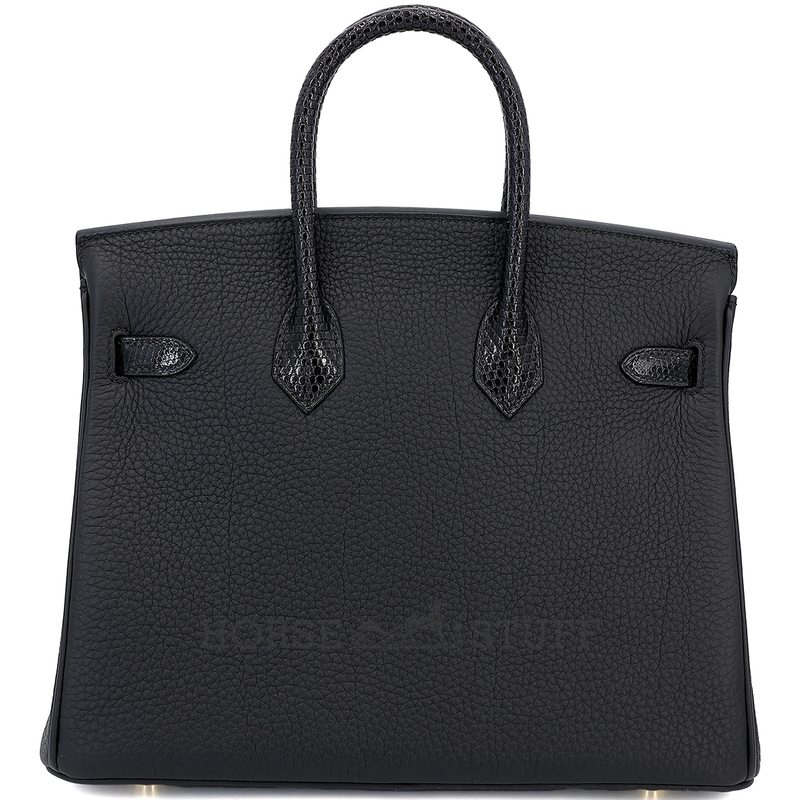 Hermès Birkin 25 Touch Black Togo / Black Shiny Niloticus Lizard GHW