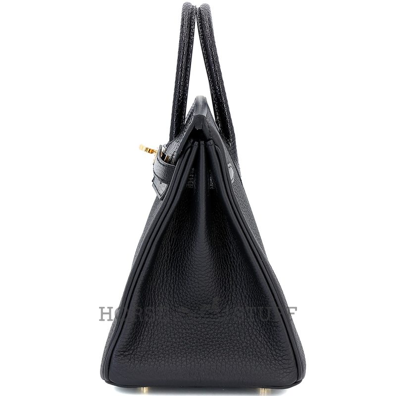 Hermès Birkin 25 Touch Black Togo / Black Shiny Niloticus Lizard GHW