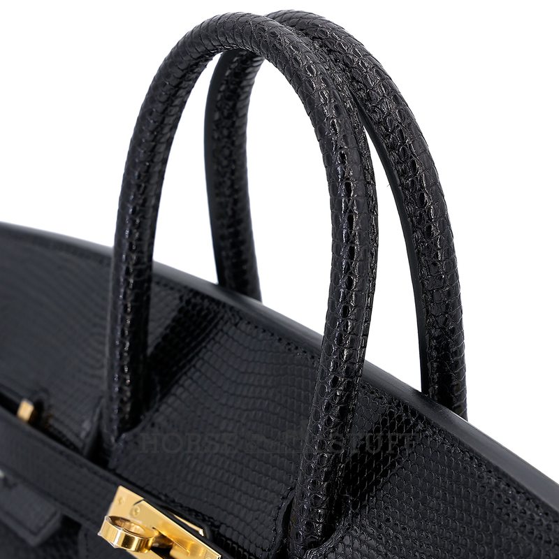 Hermès Birkin 25 Touch Black Togo / Black Shiny Niloticus Lizard GHW